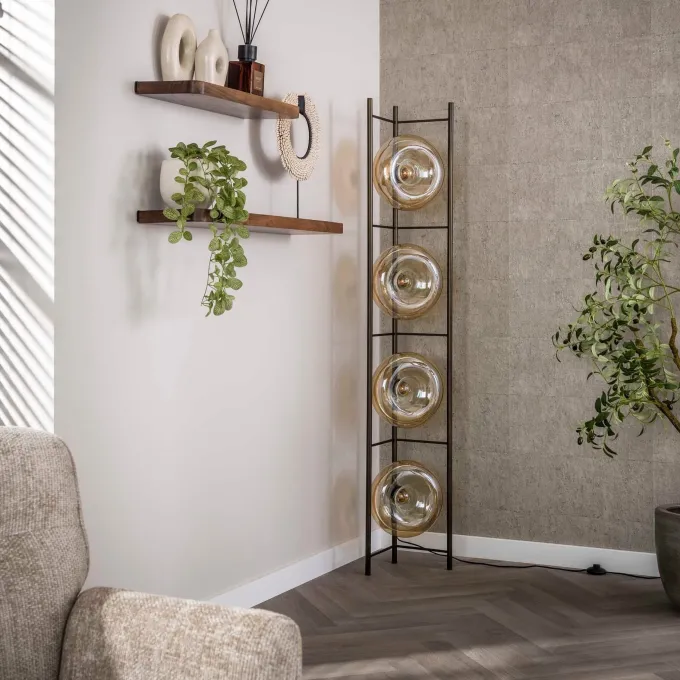 WoonStijl Vloerlamp Soll 4-lichts Amber glas