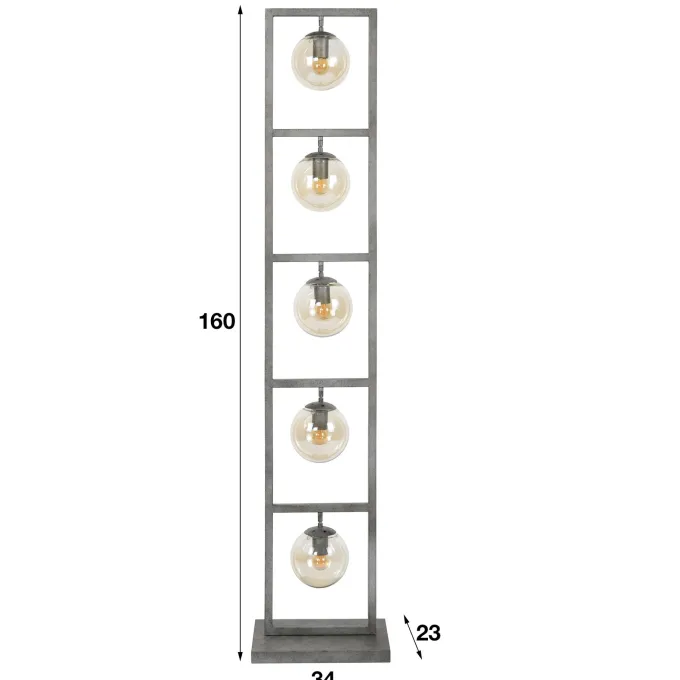 WoonStijl Vloerlamp tower 5x Ø15 glas / Oud zilver showroommodel