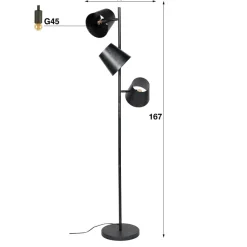 WoonStijl Vloerlamp 3x Kinetic / Charcoal
