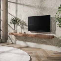 WoonStijl Wandplank Carve 200 cm acacia bruin