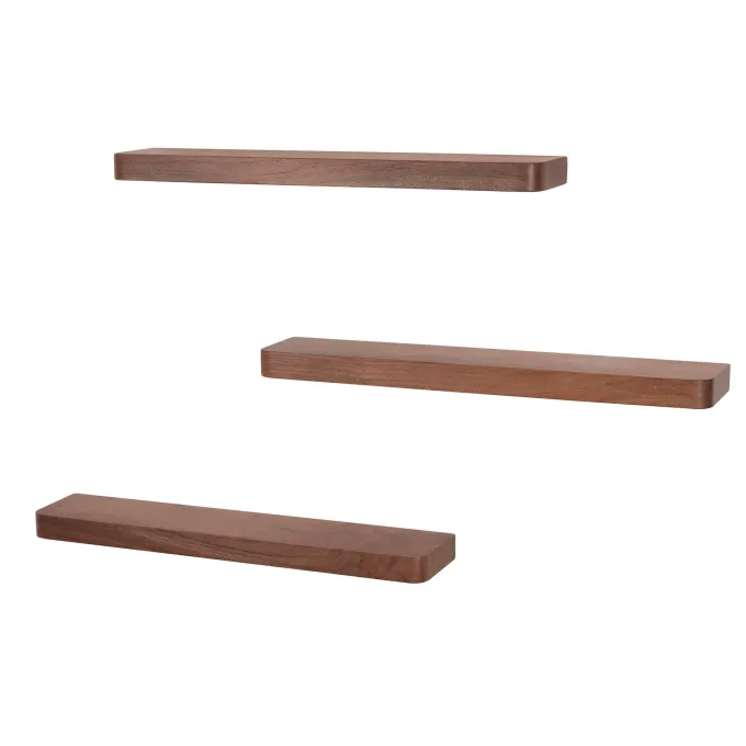 WoonStijl Wandplank Carve 60cm set van 3 Acacia bruin