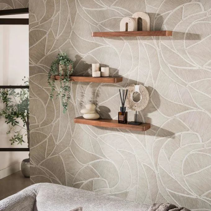 WoonStijl Wandplank Carve 60cm set van 3 Acacia bruin