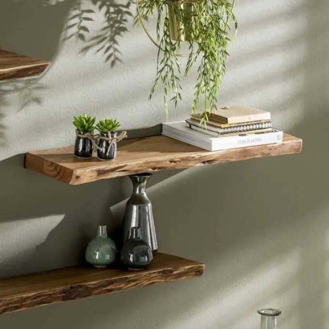 WoonStijl Wandplank 90 cm Edge - Houten wandplank met natuurlijke look