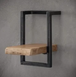WoonStijl Wandplank Live Edge 20 cm - Acaciahout en Industrieel Staal