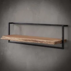 WoonStijl Wandplank Live Edge 100 cm - Acaciahout en Staal