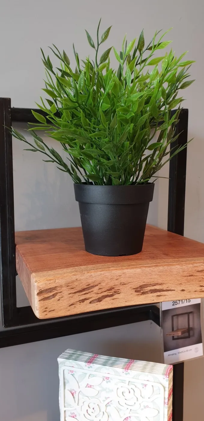 WoonStijl Wandplank Live Edge 30 cm breed met acaciahout en staal