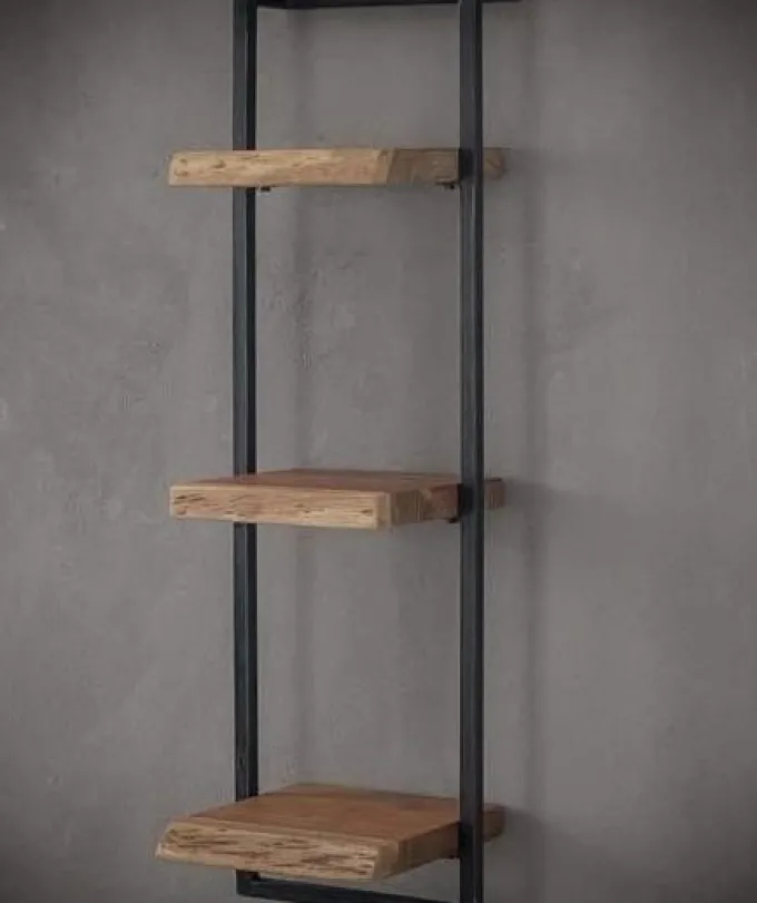 WoonStijl Wandplank Live Edge - Acaciahout met Stalen Frame - 30 x 100 cm