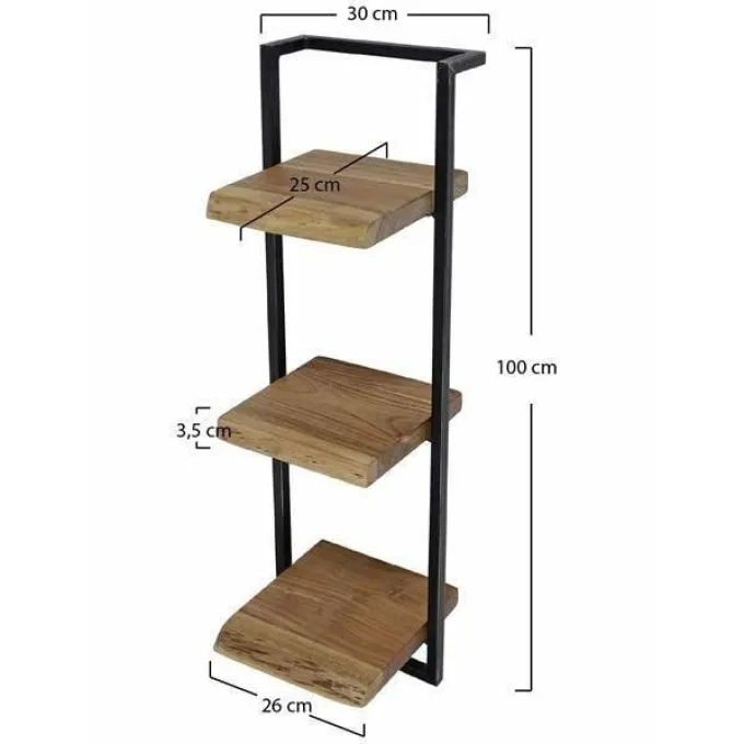 WoonStijl Wandplank Live Edge - Acaciahout met Stalen Frame - 30 x 100 cm