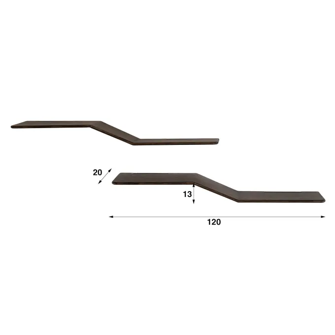 WoonStijl Wandplank Maya S-shape set van 2 teak espresso