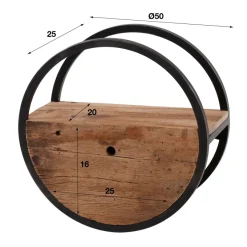 WoonStijl Wandschap Circular Ø50 met lade - Robuust hardhout
