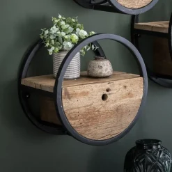 WoonStijl Wandschap circular Ø40 met lade / Robuust hardhout
