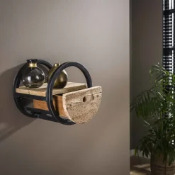 WoonStijl Wandschap circular Ø30 met lade / Robuust hardhout
