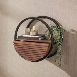 WoonStijl Wandschap Circular 1 lade Ø50cm Acacia bruin