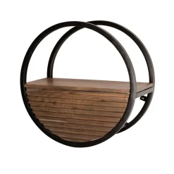 WoonStijl Wandschap Circular 1 lade Ø50cm Acacia bruin