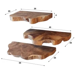 WoonStijl Wandschap natural line set van 3