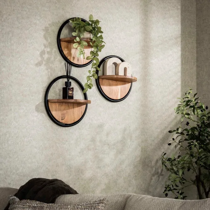 WoonStijl Wandschap round set van 3