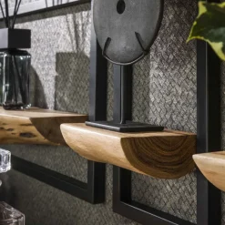 WoonStijl Wandschap set van 5 acacia edge