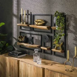 WoonStijl Wandschap set van 5 acacia edge