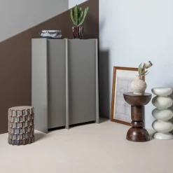 Woood Axu Decoratieve Bijzettafel O35x45 Cm Keramiek Grijsblauw