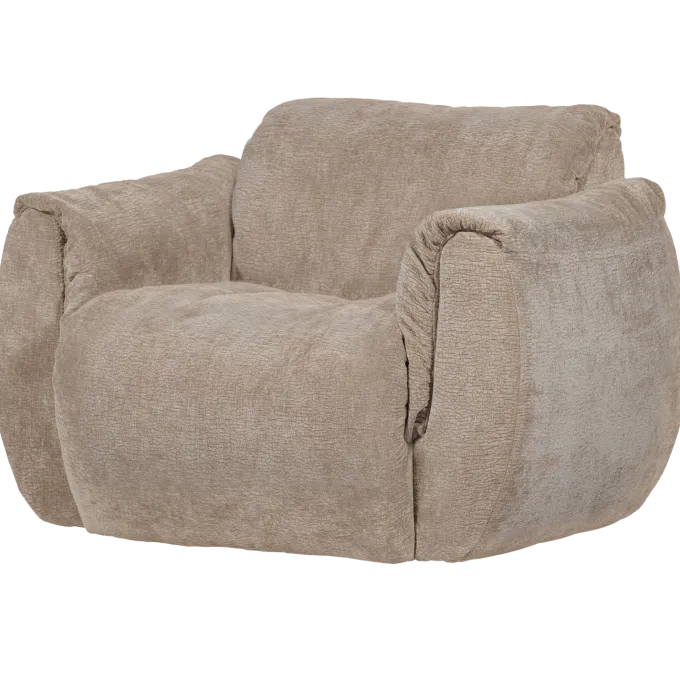 Woood Baggy draaifauteuil 3d chenille zand