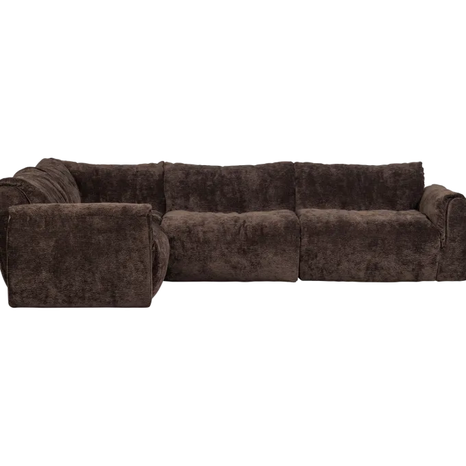 Woood Baggy hoekbank links 3d chenille donkerbruin