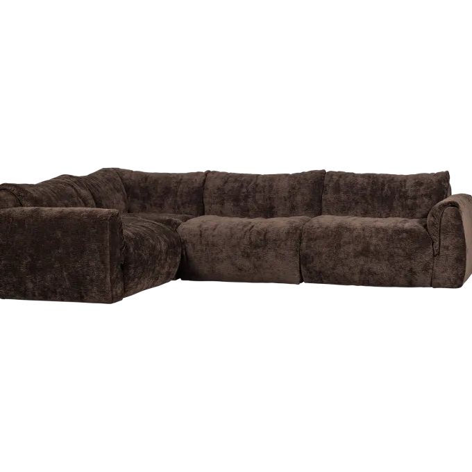 Woood Baggy hoekbank links 3d chenille donkerbruin