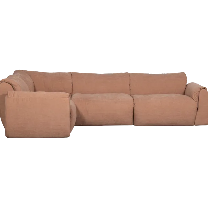 Woood Baggy hoekbank links geweven chenille oud roze