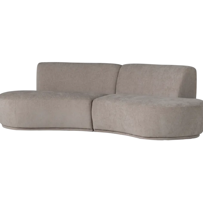 Woood Batavier half ronde bank 4-zits velvet melange zand