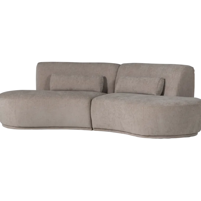 Woood Batavier half ronde bank 4-zits velvet melange zand
