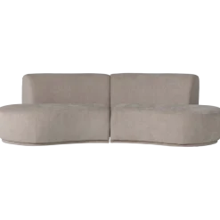 Woood Batavier half ronde bank 4-zits velvet melange zand