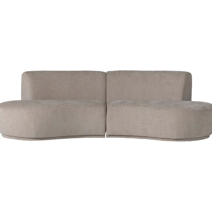 Woood Batavier half ronde bank 4-zits velvet melange zand
