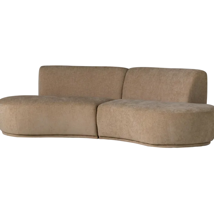 Woood Batavier half ronde bank 4-zits velvet melange lichtbruin