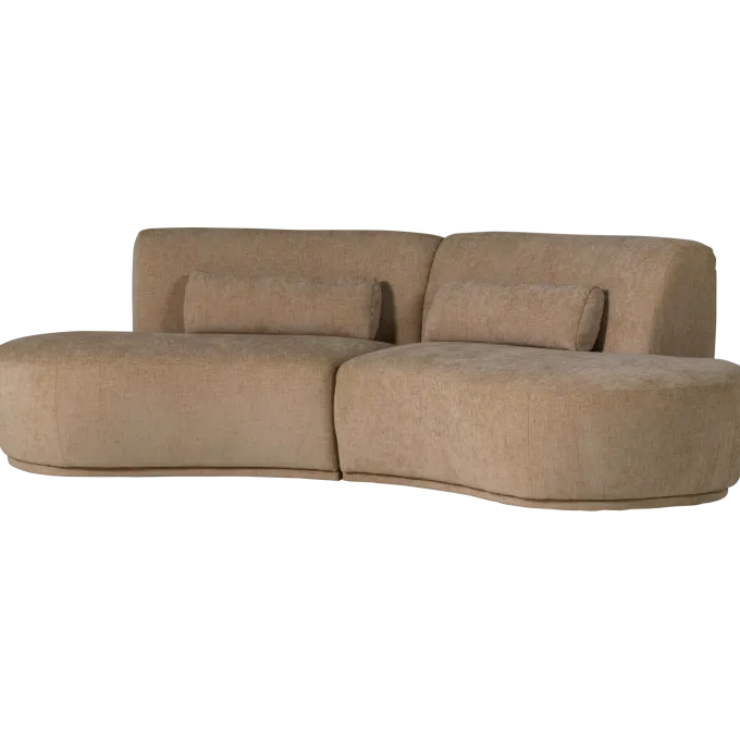 Woood Batavier half ronde bank 4-zits velvet melange lichtbruin