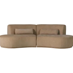 Woood Batavier half ronde bank 4-zits velvet melange lichtbruin