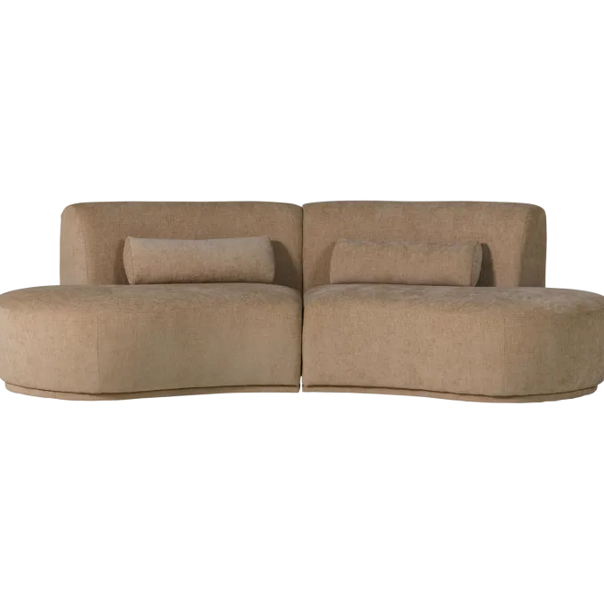 Woood Batavier half ronde bank 4-zits velvet melange lichtbruin
