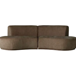 Woood Batavier half ronde bank 4-zits velvet melange bruin