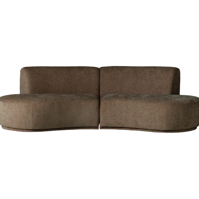 Woood Batavier half ronde bank 4-zits velvet melange bruin