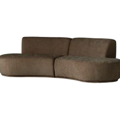 Woood Batavier half ronde bank 4-zits velvet melange bruin