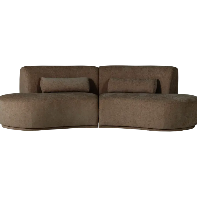 Woood Batavier half ronde bank 4-zits velvet melange bruin