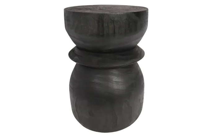 Woood Bikkel Kruk Hout Zwart 40xØ28cm