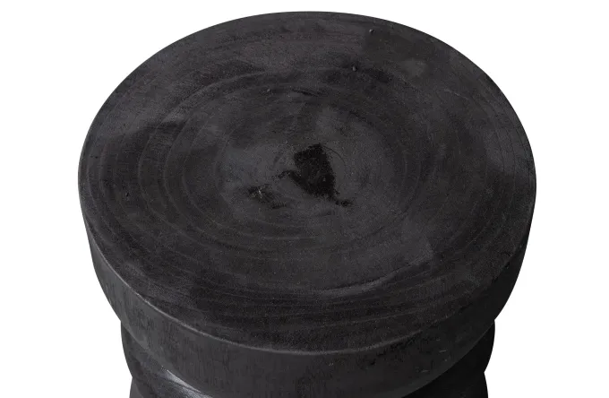 Woood Bikkel Kruk Hout Zwart 40xØ28cm