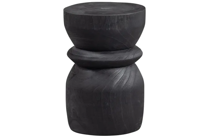 Woood Bikkel Kruk Hout Zwart 40xØ28cm