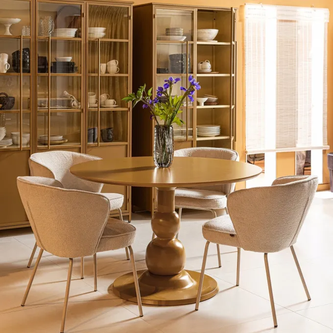 Woood Blanco eettafel o120cm mango hout honinggeel