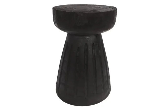 Woood Borre Kruk Hout Zwart 40xØ28cm