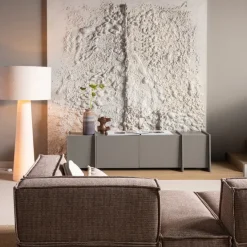 Woood Brock Tv Meubel 200 Cm Essen Fineer Warmgrijs [fsc]