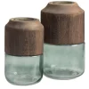 Woood Celeste Vaas Glas/hout Blauw/groen 28x16cm