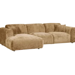 Woood CLOUD chaise longue links geweven chenille honinggeel