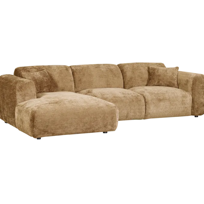 Woood CLOUD chaise longue links geweven chenille honinggeel