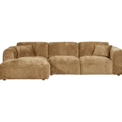 Woood CLOUD chaise longue links geweven chenille honinggeel