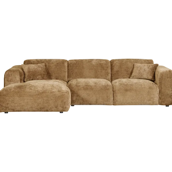 Woood CLOUD chaise longue links geweven chenille honinggeel